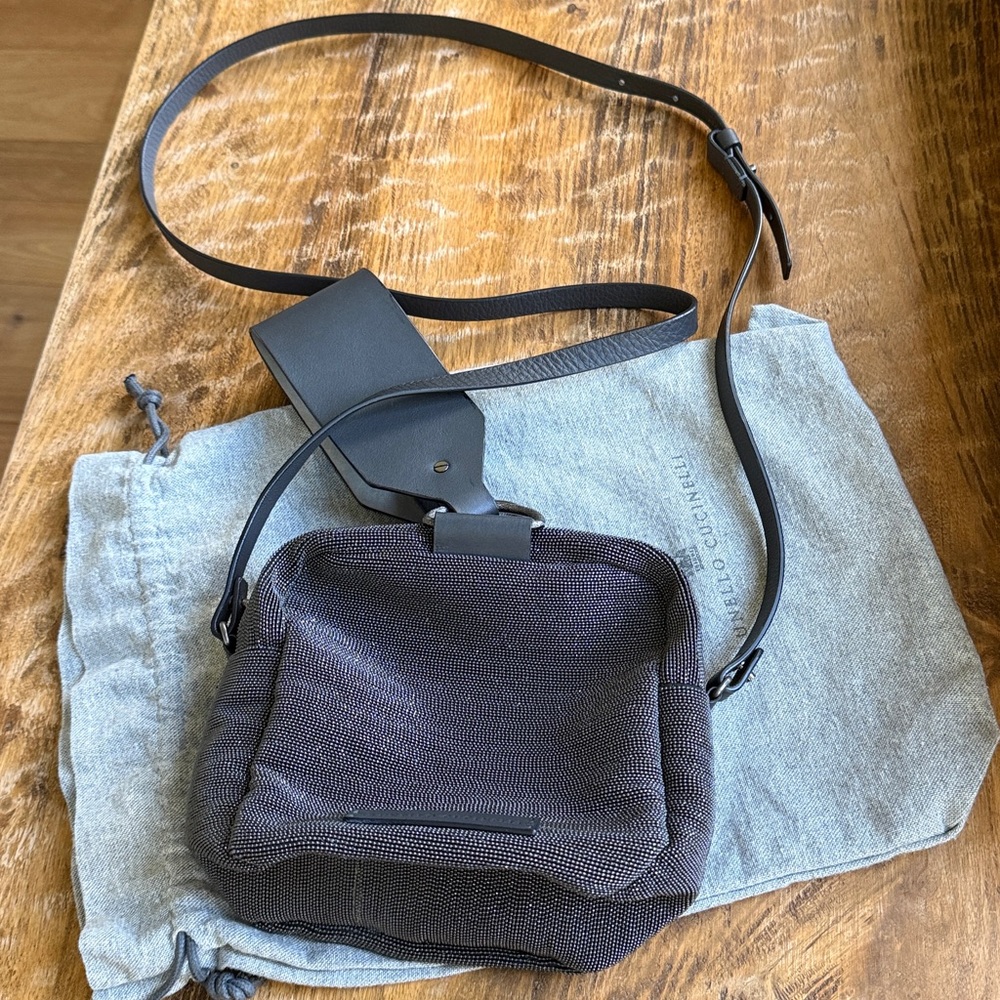 Brunello Cucinelli Dark Gray full signature monili detail crossbody bag - Picture 3 of 14
